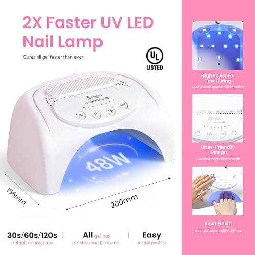 Beetles Gel Nail Polish Kit with 48W light 18 Pcs Gel Starter Kit,6 colors Nude Pink French White Glitter Gel Polish Soak Off Base Top Coat Gel Art Manicure Kit thumbnail 6