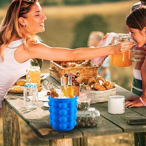 Aoutrow Ice Cube Mold, Silicone Ice Bucket Ice Cup with Lid (2 in 1), Press Type Easy-Release Ice Trays Ice Cube Maker for Frozen Cocktail, Whiskey, Beverages thumbnail 6