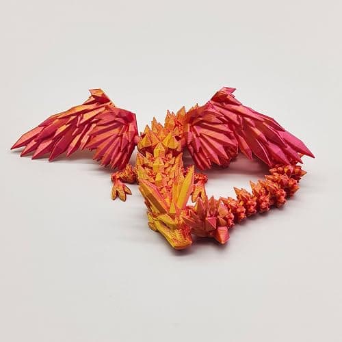 GemmiCho 3D Printed Dragon with Wings, Crystal 3D Printed Dragon, 3D Printed Animals, 3D Printed Movable Animals, Home Office Decor Executive Desk Toy (Dark Red) thumbnail 9