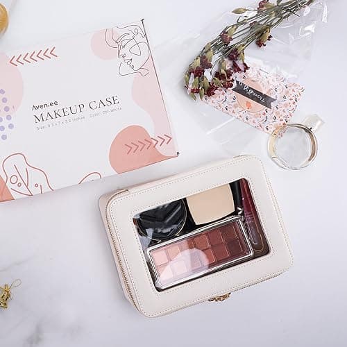 Aveniee Clear Makeup Bag Organizer,Large Travel Toiletry Bag for Women, Waterproof Cosmetic Pouch with Zippers,Car Organizers and Storage Case for Accessories,White thumbnail 6