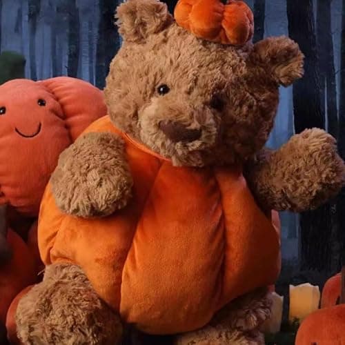 RDCIRP Pumpkin Bear Plush, Stuffed Animal Plushie Squishy Bear Toy Huggable Doll Costume Cute Toy for Boys Girls Halloween Party thumbnail 2