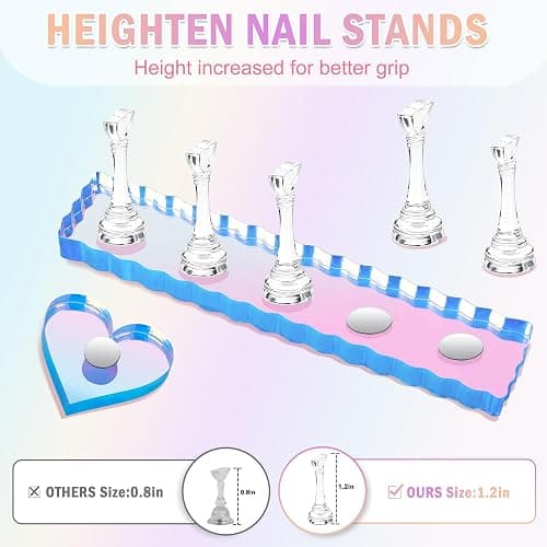 BAGTeck Nail Stand for Press Ons, Nail Holder for Painting Nails, Press on Nail Holder, 1 Heart Shaped Acrylic Magnetic Nail Stands for Nail Art with Double-sided Tape Home Salon DIY Display Supplies thumbnail 3