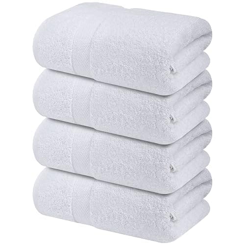 Infinitee Xclusives Luxury 100% Ring-Spun Cotton White Bath Towels Set of 4 (27x54 inches) – Soft, Absorbent & Quick-Drying Towels for Bathroom, Gym, Spa & Hotel Use (Brilliant White, Bath Towels) thumbnail 7