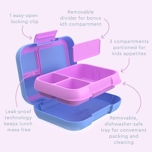 Bentgo Pop - Leak-Proof Lunch Box & Removable Divider for Ages 8+ & Teens - Lunch Container Holds 5 Cups of Food; 3-4 Compartments; Microwave/Dishwasher Safe; 2 Year Warranty (Periwinkle/Pink) thumbnail 5
