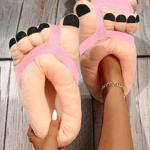 Novelty Big Toe Cartoon Fuzzy Slippers, Non Slip Funny Slipper, Warm Cotton Soft Plush Home Slippers Indoor Outdoor Winter thumbnail 3