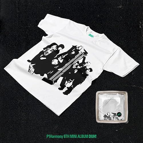 P1Harmony - 8th Mini Album [DUH!] (MD/Plain White T Ver.) Out Box + T-Shirt + Photo Book + CD-R + Sticker + Selfie Photo Card + Folded Poster + 3 Extra Photocards thumbnail 2