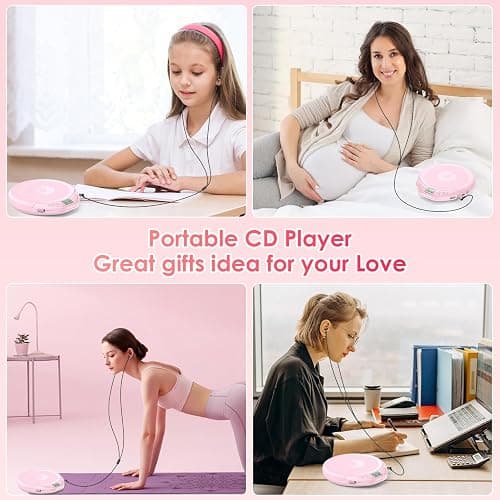 Gueray CD Player Portable CD Dsicman: with Earphones for Car with Anti-Skip Shockproof with LCD Display Support PROG Memory Repeat Function thumbnail 7