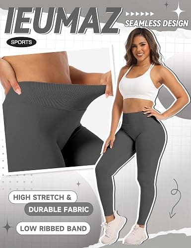 Ieumaz Scrunch Butt Lifting Leggings for Women Gym Seamless Workout Leggings Mid Low Waist Tummy Control Yoga Pants thumbnail 4