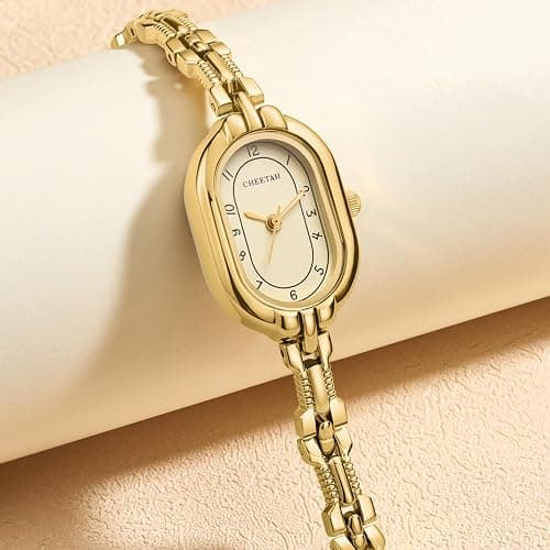 CHEETAH Women's Gold Bangle Watch Small Vintage Bracelet, Easy Read Numeral Dial Waterproof thumbnail 2