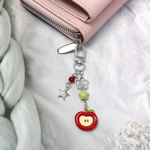 Nalefow 2PCS Cute Phone Charms Aesthetic Y2k Pink Guitar Strawberry Star Phone Straps Key Chains for Keys Bags Camera thumbnail 4