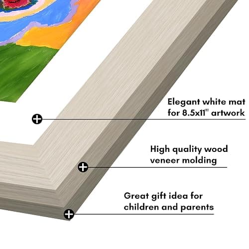 Americanflat Kids Artwork Frame Changeable (Light Wood) - Magnetic Door Holds 100 Art Pieces - 8.5x11 Letter Size Display with Mat or 10x12.5 Without Mat - My Mini Masterpiece (Set of 2) - Light wood thumbnail 7