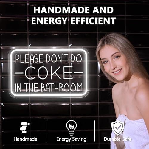 Please Don't Do Coke in The Bathroom Neon Sign for Wall Decor,USB Powered LED Neon Light with Adjustable Brightness,Light Up Sign for Party Decor,Bathroom,Christmas Gifts thumbnail 8
