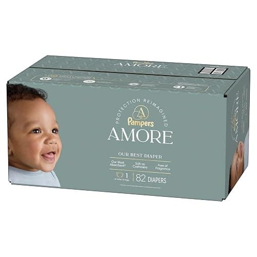 Pampers Amore, Size 1 (8-14 lbs), 82 Count, Our Best Diaper – Hypoallergenic & Fragrance Free, Up to 100% Leakproof, Soft as Cashmere thumbnail 17