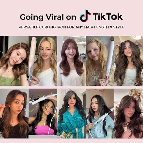 Curling Iron 1 1/2 Inch - 7.3" Long Barrel Ceramic Hair Curler for Blowout, Beach Waves - Curling Wand Designed for Long Hair - Marshmallow thumbnail 2