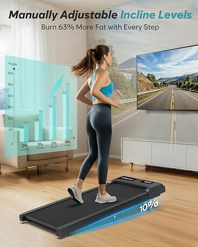 WELLFIT 10% Incline Walking Pads with Handle Bar for Home Office Apartment, Small Under Desk Treadmills with Hiking Climbing Mode for Efficient Fat-Burn, Works for APPs/Mute Remote, 360 LBS Capacity thumbnail 5
