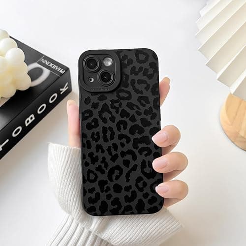 NITITOP Compatible with iPhone 15 Case Cute Vintage Leopard Print Design for Women Girls Men Boys Aesthetic Cheetah Soft TPU Shockproof Protective Anti Scratch Protective Cover - Black | Vintage, Cheetah, Precision camera cutouts, For girl woman, Slim fit, Soft TPU, Anti scratch, Shockproof thumbnail 4