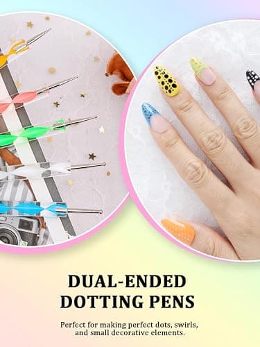 YOOVR 28-In-1 Nail Art Tools with Nail Stand, Nail Stuff, Nail Art Brushes | Nail Supplies, Nail Holder for Press on Painting, French Tip Liner Brush, Dotting Tools, Must Have Design Tools for Nail Tech thumbnail 5