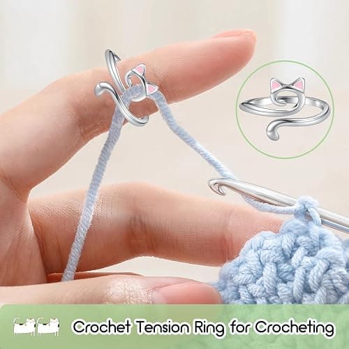 Juszok Crochet Rings for Crocheting Adjustable Crochet Tension Ring for Finger Cat Yarn Guide Ring Knitting Crochet Accessories with Box for Women 3Pcs thumbnail 3