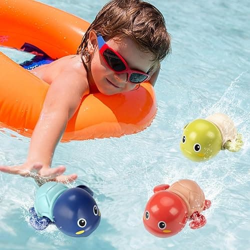 TOHIBEE Bath Toys, 3 Pack Cute Swimming Turtle Bath Toy for Toddlers 1-3, New Born Baby Bathtub Water Toys, Preschool Toddler Pool Toys thumbnail 7