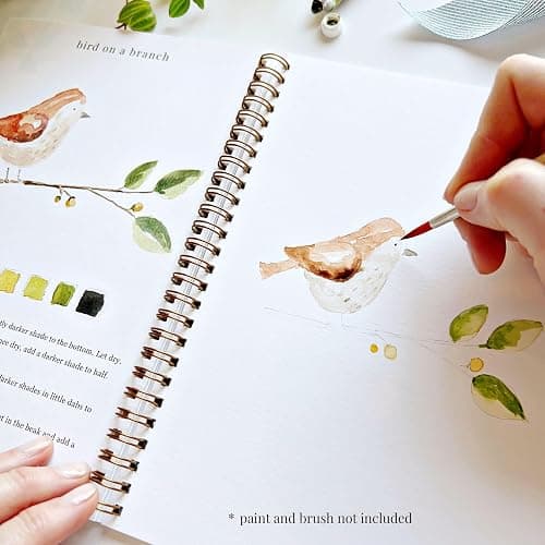 Animals Watercolor Workbook by Emily Lex Studio, 12 Beginner Friendly Sketched Illustrations, Lay Flat Spiral Pages, 6.5 x 9 inch, 120lb Watercolor Paper thumbnail 6