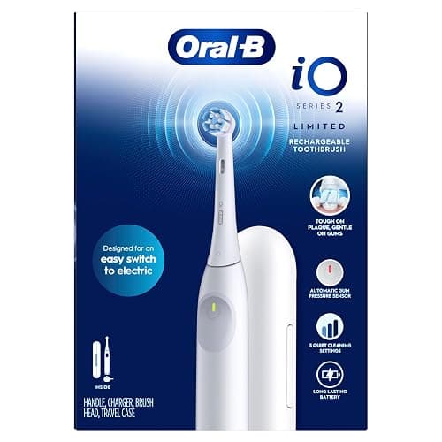 Oral-B iO Series 2 Limited Rechargeable Electric Powered Toothbrush, Pure White with 1 Gentle Care Brush Head and 1 Black Travel Case - Automatic Pressure Sensor to Protect Gums - 3 Modes - 2 Min Timer thumbnail 9