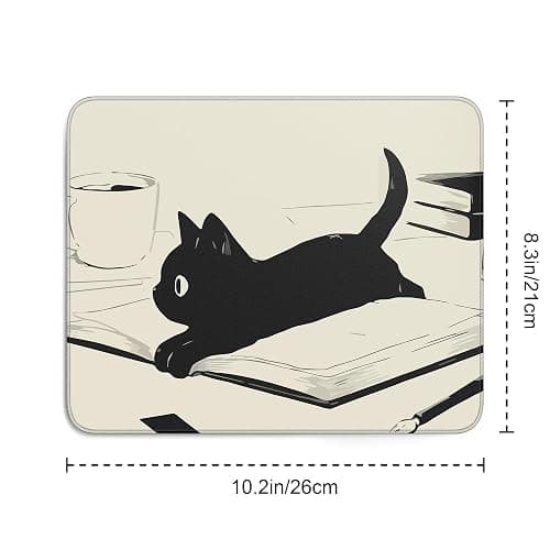 Cute Black Cat Mouse Pad,Kawaii Anime Cat Mouse Pads for Wireless Mouse Desk Accessories,10"X8" Travel Mousepad with Non-Slip Rubber Base, Stitched Edge Mouse Pads for Desk,Computers,Laptop,Office thumbnail 3