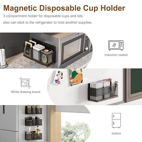 TQVAI K Cup Holder - 60 Capsule Capacity 2 Tier Sliding Pods Storage Drawer with Disposable Cups & Lids Holder, Coffee Bar Station Organizer for Countertop, Black thumbnail 6