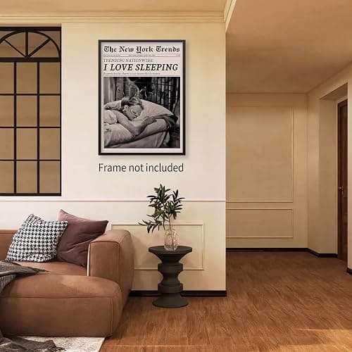 VERENIX Retro Black and White Feminist Wall Art Newspaper Aesthetic Canvas Posters Vintage Funky Girl Sleeping Prints for Girly Dorm Bedroom Wall Decor 12x16 inch Unframed thumbnail 5