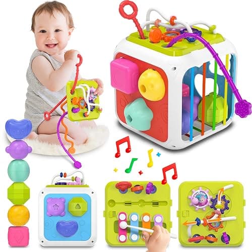 kecristv Montessori Toys for Toddler Girls Boys, Baby Sorter Learning Sensory Activity Cube, Toddler Girl Boy Birthday Gifts, Baby Toys 18+ Months - Image 1