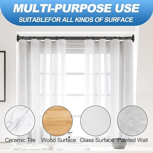 CorkLatta Black Shower Curtain Rod 31 to 80 Inch,1 Inch Diameter Adjustable Spring Tension Stainless Steel Telescoping Rod,Easy Install,No Rust thumbnail 6
