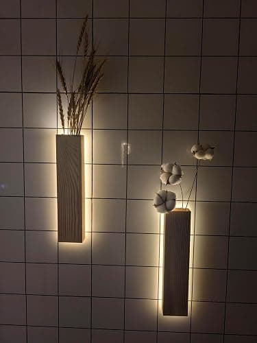 Artificial Eucalyptus with LED Lights Wall Planters Rustic Wall Decor with Lights Wall Sconces Fake Vines for Room Decor Home Bedroom Living Room Bathroom Hanging Vase (Natural) thumbnail 7