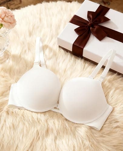 Pushlus Push Up Thick Padded Plunge Underwire T Shirt Lace Bra Lift Support for Women Add One Cup thumbnail 5