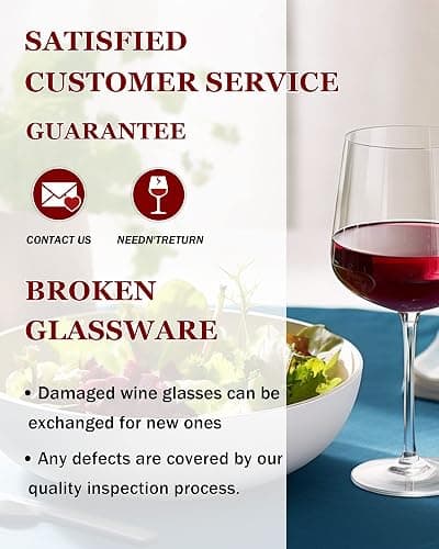 JBHO Hand Blown Italian Style Crystal Burgundy Wine Glasses - Lead-Free Premium Crystal Clear Glass - Set of 2-21 Ounce - Gift-Box for any Occasion thumbnail 7