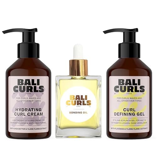 BALI CURLS Set – Curl Defining Gel (150 ml), Hydrating Curl Cream (150 ml) & Bonding Oil (30 ml) – Pflegeset für definierte, glänzende & gepflegte Locken - Image 1