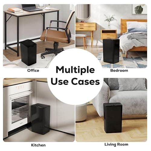 jinligogo 2Pack Bathroom Small Trash Can with Lid, 4 Gallon Touchless Automatic Garbage Can Slim Waterproof Motion Sensor Smart Trash Bin for Bedroom, Office, Living Room-Black - 2P 4 Gallon Black thumbnail 8
