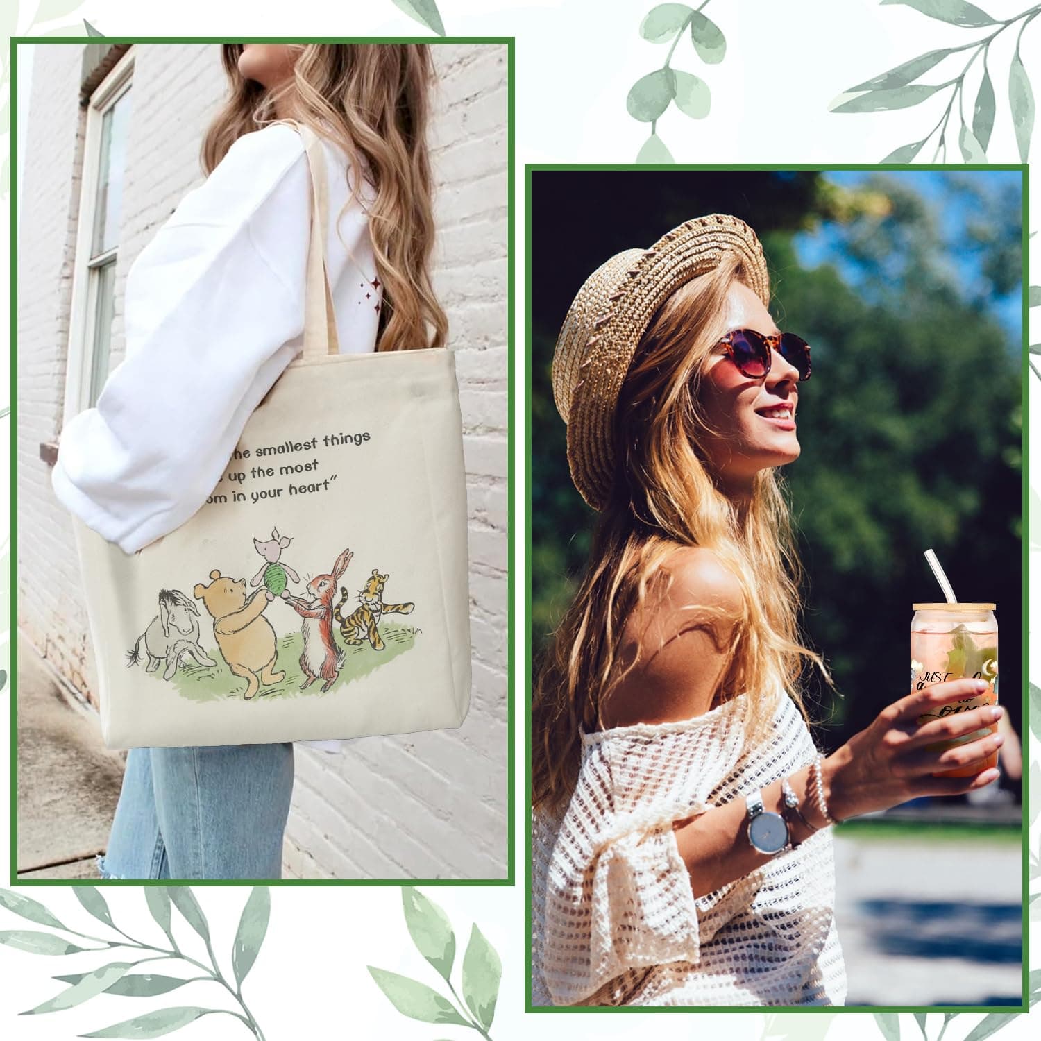 Pooh Bear Regalos para mujeres amigas, Pooh Bear Bolsa de lona inspiradora de 16 onzas, taza de vidrio helado, regalo de amistad, regalo para mejores amigos thumbnail 7