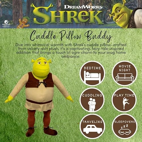 Collectibles DreamWorks Shrek Bedding Super Soft Cozy Decorative Cuddle Pillow, (Officially Licensed Product) By Franco thumbnail 3