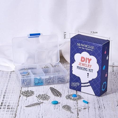 SUNNYCLUE 1 Box DIY 8 Pairs Bohemian Feather Dream Catcher Earring Making Starter Kit with Dream Catcher Feather Charm Connector, Turquoise Gemstone Beads, Earring Hooks Jewelry Supplies, Instruction thumbnail 2