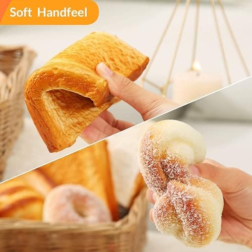 Joeabor 8pcs Artificial Bread Set, Realistic Fake Food for Display, Fake Bread for Decoration, Faux Food Props for Staging, Includes Faux Croissant, Dessert, Loaves thumbnail 5