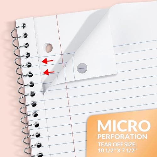 SUNEE Spiral Notebooks, 3 Pack, 1-Subject, College Ruled Paper, 8" x 10-1/2", 70 Sheets per Notebook, Pastel Colors Spiral Notebooks for School thumbnail 5