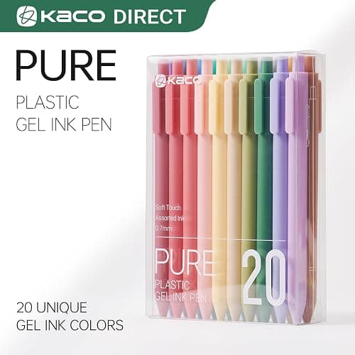 Kaco PURE Gel Pens 20 Assorted Color Ink 0.7mm, Medium Point, Aesthetic Cute Stationery Pens for Journaling Pens thumbnail 2