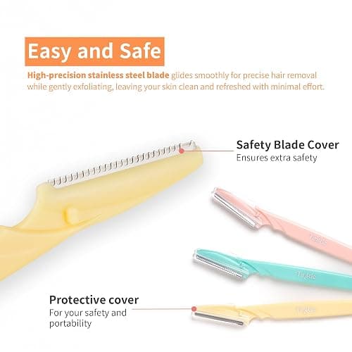 Tinkle Dermaplaning Tool 6ct, Dermaplane Razor for Women, Safe and Easy Peach Fuzz Remover, Eyebrow Trimmer with Protective Cover, Stocking Stuffers thumbnail 4