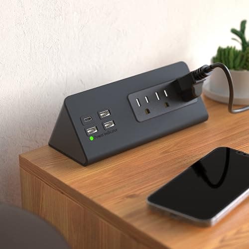 Nightstand Edge Mount Power Strip with USB-C Ports Tabletop Surge Protector Desk Clamp Power Sockets with 3 AC Outlets &4 Fast Charging USB Ports for Home Office Hotel and Dormitory (Black(2-Pack)) thumbnail 7