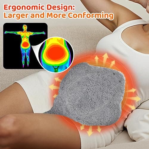 Stingray Microwavable Unscented Volcanic Rock, 50mins Lasting Warmth Heating Pad, 10 * 7inches Heatable Stuffed Animals Plush for Period Cramps Menstruation Stress Relief Gifts Girls Women Kids thumbnail 3