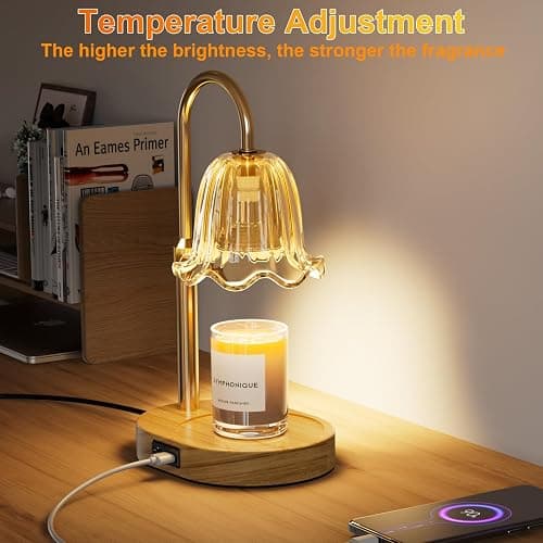 Candle Warmer Lamp - Dimmable & Timer with USB & Type-C Ports, Height Adjustable Flameless Candle Lamp for Jar Candles, for Women's Birthday, Christmas & Anniversary(Includes 2 Bulbs) thumbnail 5