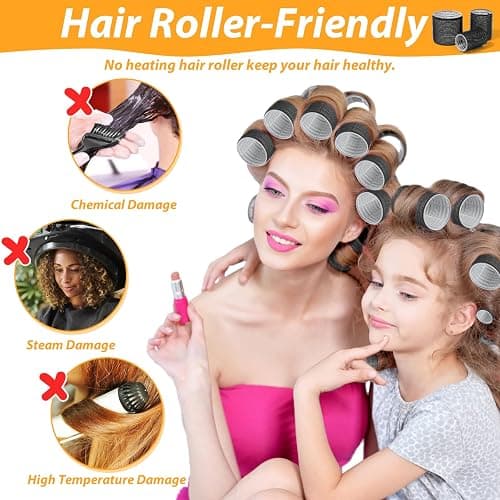 39PCS Self Grip Hair Rollers Curlers 3 Sizes Black Hair Roller 2.5in, 1.9in, 1.4in, Jumbo Hair Roller with 12PCS Duckbill Clips Hair Rollers for Long Medium Short Thick Fine Volume Bangs Hair thumbnail 3