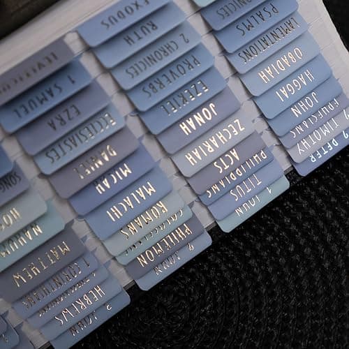 UPAFEXXI-Laminated Bible Tabs (Gold Foil Embossed Lettering), Bible Tabs for Women and Men, Reposition Large Print Stickers, Easy to Read and Apply, 80Chapters Labels for Easy Navigation(Blue) thumbnail 6