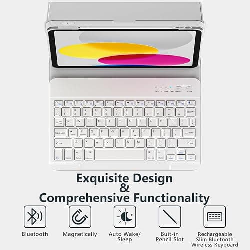 BQSS for iPad (A16) 11th/10th Generation Case with Keyboard, Gray | Detachable Bluetooth Keyboard Case with Pencil Holder for iPad 11-inch (A16) 2025 10th Gen 10.9 Inch 2022, Auto Wake/Sleep thumbnail 3
