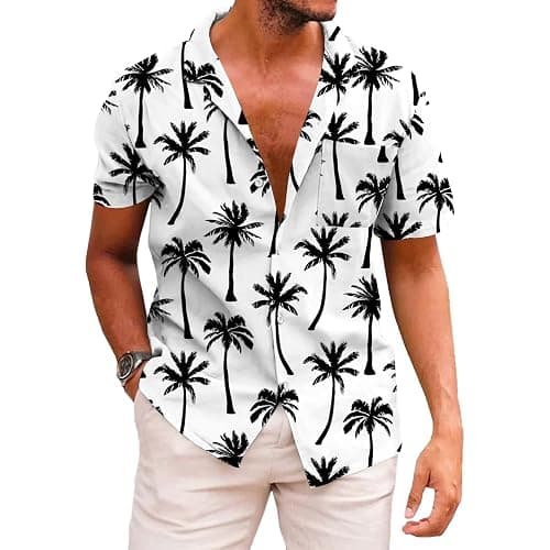 KYKU Funky Hawaiian Shirt for Men Palm Beach Shirts Tropical Vacation Clothes - Image 1