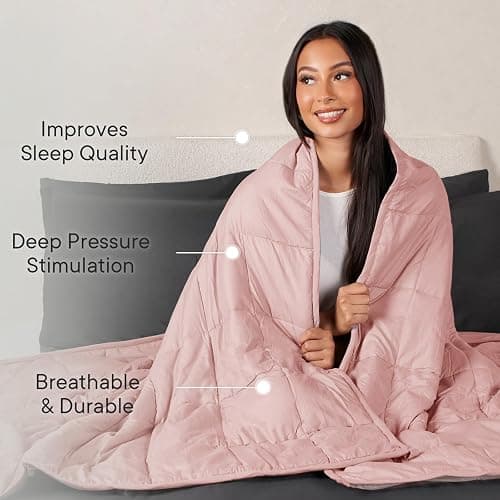 Brentfords Weighted Blanket 8kg for Adults Therapy Anxiety Autism Insomnia Calming Stress Relief with Micro Glass Beads, King - Blush Pink - 150 x 200cm - (Disclaimer Only suitable for age 3+ years) thumbnail 4